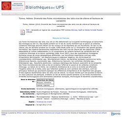 UNIVERSITE PAUL SABATIER - 2010 - Thèse en ligne : Diversité des flores microbiennes des laits crus de chèvre et facteurs de var