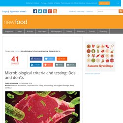 NEWFOOD 18/12/14 Microbiological criteria and testing: Dos and don’ts