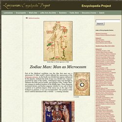 Zodiac Man: Man as Microcosm in the Medieval Worldview [Homo Signorum; Medieval Medicine and Astrology; Microcosmic Man]