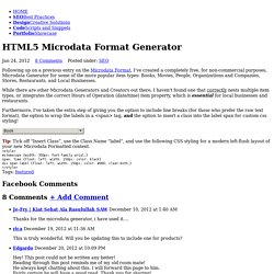 HTML5 Microdata Format Generator