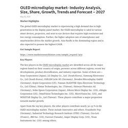 OLED microdisplay market- Industry Analysis, Size, Share, Growth, Trends and Forecast – 2027 – Telegraph