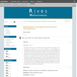 Mondialisation et ancrage territorial chez ST Microelectronics