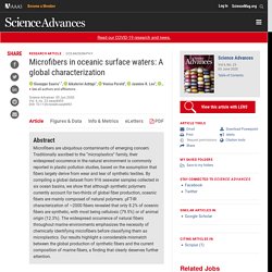 SCIENCE ADVANCES 05/06/20 Microfibers in oceanic surface waters: A global characterization.