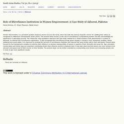 Role of Microfinance Institutions in Women Empowerment: A Case Study of Akhuwat, Pakistan