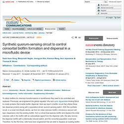 Synthetic quorum-sensing circuit to control consortial biofilm formation and dispersal in a microfluidic device : Nature Communications