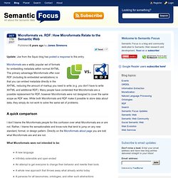 Microformats vs. RDF: How Microformats Relate to the Semantic Web