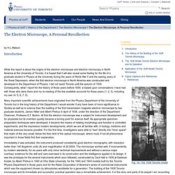 The Electron Microscope, A Personal Recollection — Department of Physics