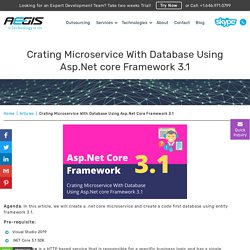 Net core Microservice with Database and create a code first database using entity framework 3.1.