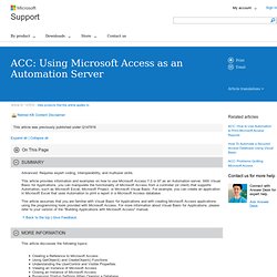 ACC: Using Microsoft Access as an Automation Server