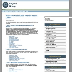 Microsoft Access 2007 Tutorial—Free & Online