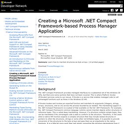 Creating a Microsoft .NET Compact Framework-based Process Manager Application