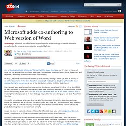 Microsoft adds co-authoring to Web version of Word