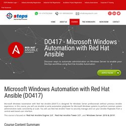 Microsoft Windows Automation with Ansible Ansible trainng in Kochi, Automation with Ansible in kochi,Best RHCE training in kochi,RHCE training institute in kochi,Best Ansible training in kochi.
