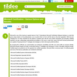 Microsoft Certification - Various Options and Benefits