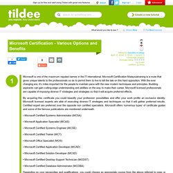 Microsoft Certification - Various Options and Benefits