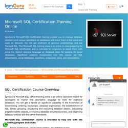 Microsoft SQL Certification Course - IgmGuru