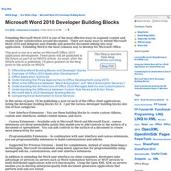 Microsoft Word 2010 Developer Building Blocks - Eric White's Blog