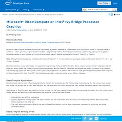 Microsoft* DirectCompute on Intel® Ivy Bridge Processor Graphics
