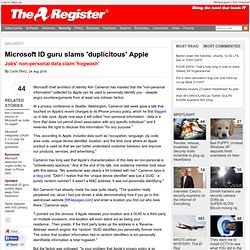 Microsoft ID guru slams 'duplicitous' Apple