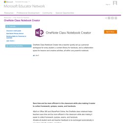 Resources : Free Tools For Teachers : OneNote Class Notebook Creator