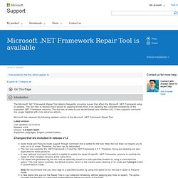 Version 2 of the Microsoft .NET Framework repair tool is available