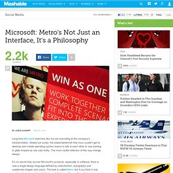 Microsoft: Metro Not Just an Interface, It’s a Philosophy