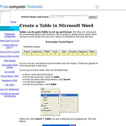 Microsoft Word Lessons and Tutorials - How to Create a Table