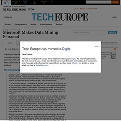 Microsoft Makes Data Mining Personal - Tech Europe