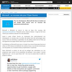 Microsoft : un nouveau site pour l'Open Source