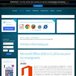 Microsoft Office 2016 à 11,10 Euros pour les enseignants