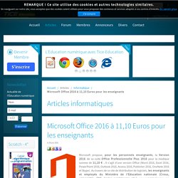 Microsoft Office 2016 à 11,10 Euros pour les enseignants
