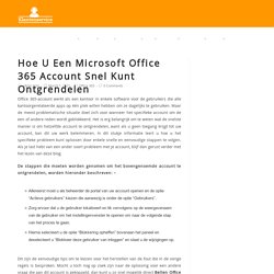 Hoe U Een Microsoft Office 365 Account Snel Kunt Ontgrendelen