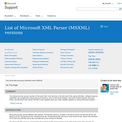 List of Microsoft XML Parser (MSXML) versions