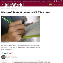 Microsoft hints at potential C# 7 features