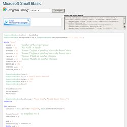 Microsoft Small Basic Program Listing