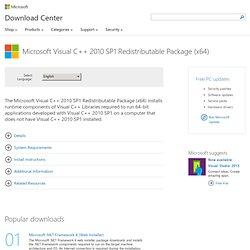 Download Microsoft Visual C++ 2010 SP1 Redistributable Package (x64) from Official Microsoft Download Center