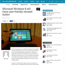 Microsoft Windows 8 will have user-friendly reinstall button