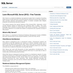 Learn Microsoft SQL Server (2012) - Free Tutorials : SQL Server