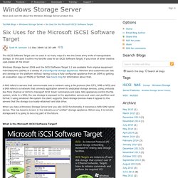 Six Uses for the Microsoft iSCSI Software Target - Windows Storage Server