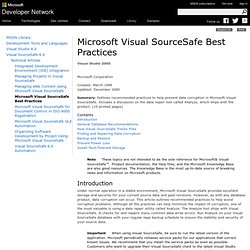 Visual SourceSafe Best Practices