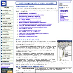 Windows Server 2003 - Microsoft Group Policy Troubleshooting Adv