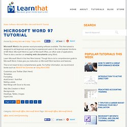 Microsoft Word 97 Tutorial