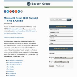 Microsoft Excel 2007 Tutorial—Free & Online