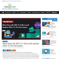 ML.NET 0.11 Microsoft Update Offer To The .Asp.Net Developers