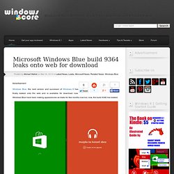 Microsoft Windows Blue build 9364 leaks onto web for download
