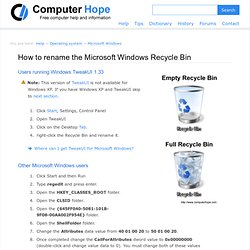 How to rename the Microsoft Windows Recycle Bin. - Pale Moon