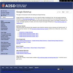 AISD Middle School Tech Ed - Google Sketchup