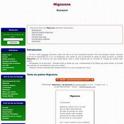 Mignonne - Ronsard