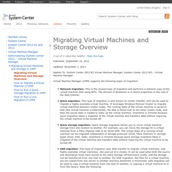 Migrating Virtual Machines and Storage Overview