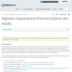 Migration d'applications d'Internet Explorer vers Mozilla